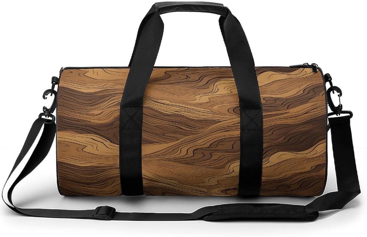 Sporttas Dames Heren - Reisgymtas Workouttas - Sporten en Reizen - Waterdicht Oxford Stof - 45 cm - Donkerbruine Strepen