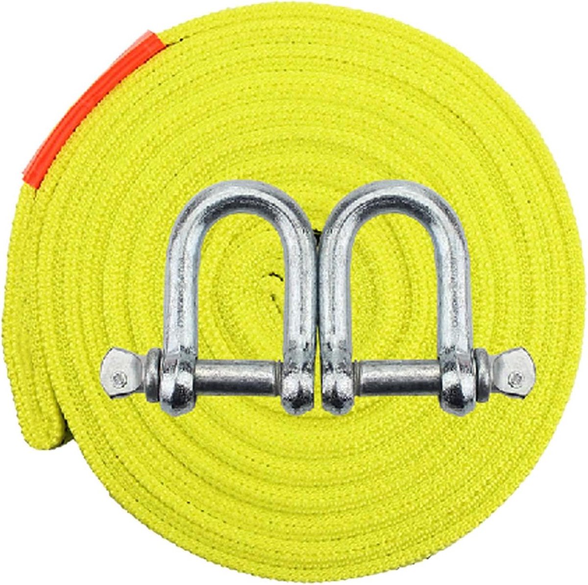 Sleepriem met Haken - Sleeptouw Hersteltouw - Voertuigen Berging - Hoge Zichtbaarheid - 5 meter - Felgeel