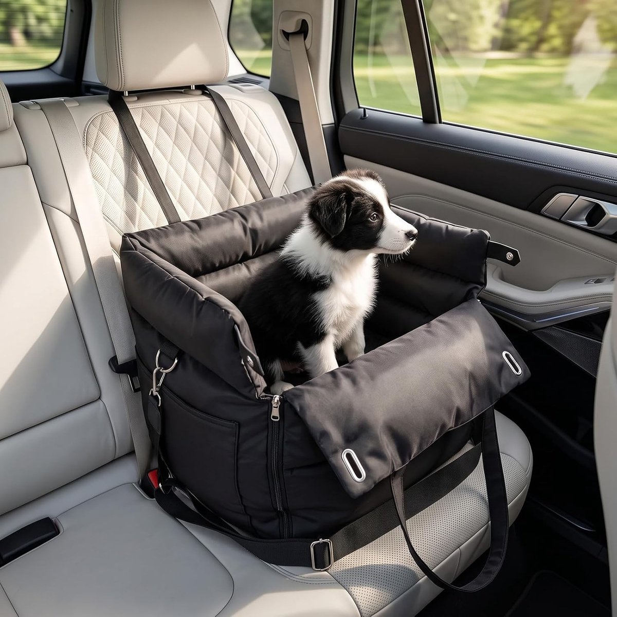 Hondenstoel voor auto - Zwart - Geschikt voor kleine honden tot 13,6 kg - Waterafstotend en comfortabel - Voor reizen en thuis