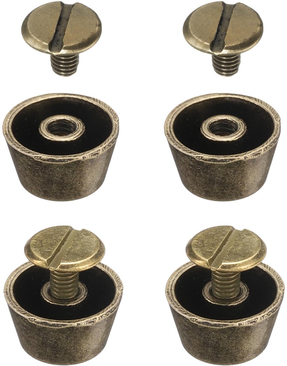 Set van 4 Chicago Binding Nieten 12mm x 7mm voor Lederwerk en Boekbinding