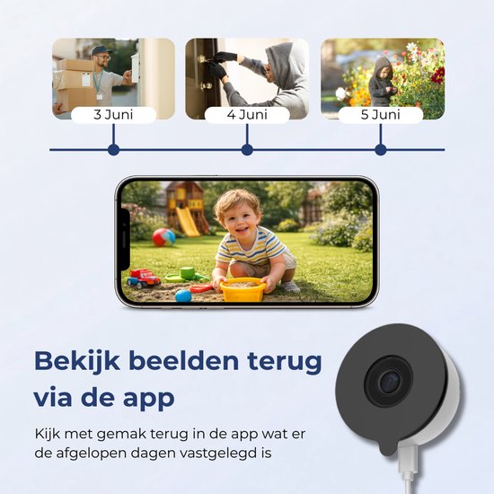 WB Goods Raamcamera - Raamcamera Binnen naar Buiten - Bewakingscamera - 2K HD 3MP - Met Nachtzicht - Security Camera - Met WiFi en APP - Babyfoon — afbeelding 4