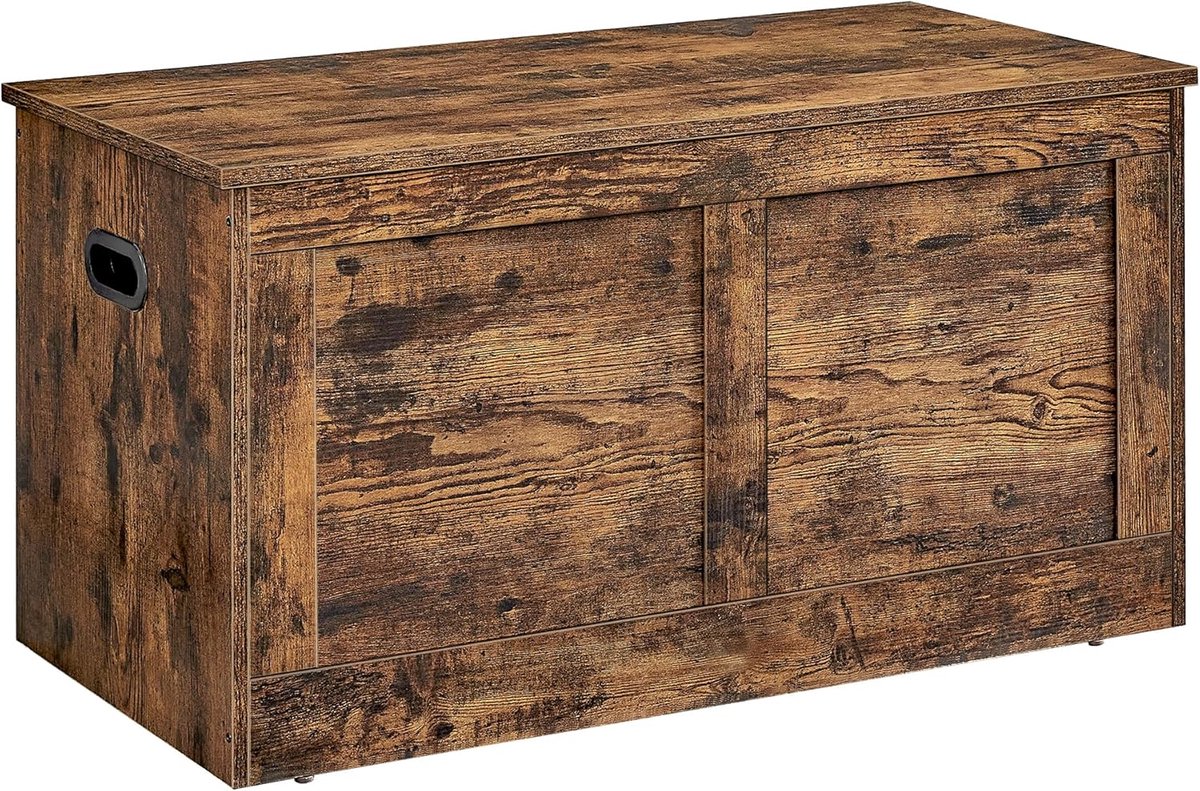 VASAGLE - Opbergkist - Dekenkist met 2 Veiligheidsscharnieren - opbergkist - Schoenenbank, 40 x 80 x 46,5 cm, Hal, Slaapkamer, Woonkamer, Rustiek Bruin LSB064K01, 80 cm lang - Rustiek Bruin, SIREN Collectie