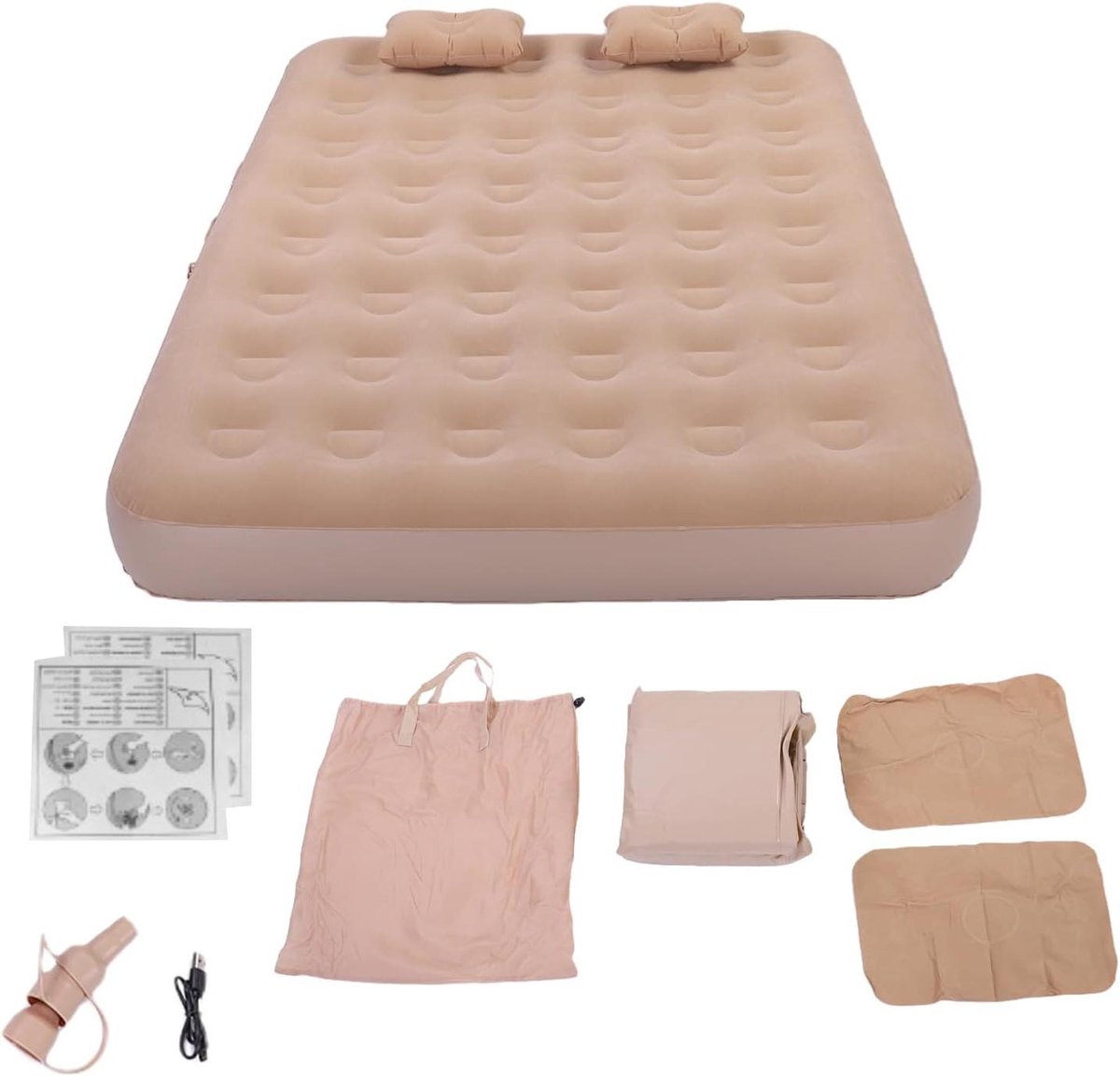 Luchtbed met Pomp - Opblaasbaar Matras Kamperen - Comfortabel Slapen - Zelfopblazend met Pomp - Twin Maat - Blauw