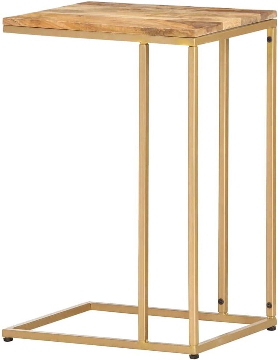 Bijzettafel C-vorm - Salontafel Hoektafel - Dranken Plaatsen - Massief Mangohout - 35 x 45 x 65 cm - Natuurlijk Hout
