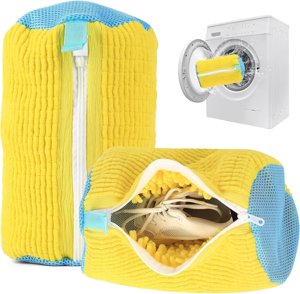 Schoenwaszak voor Wasmachine - Wit - 360° Reinigingszak met Ritssluiting - Herbruikbare Waszak voor Schoenen