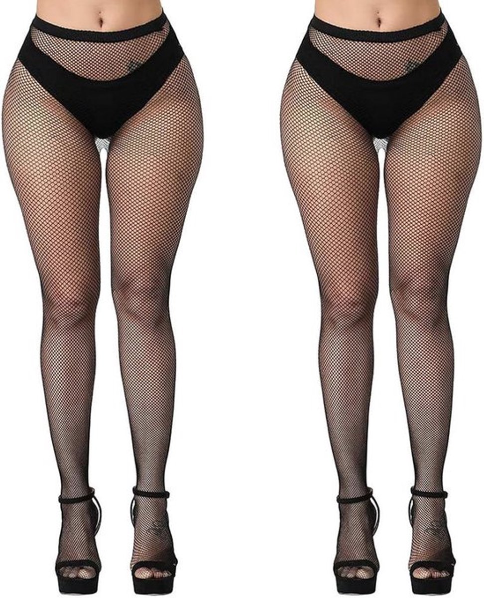 Modieuze 2-delige Visnet Panty Set met Elastische Hoge Taille en Thigh High Design voor Dames