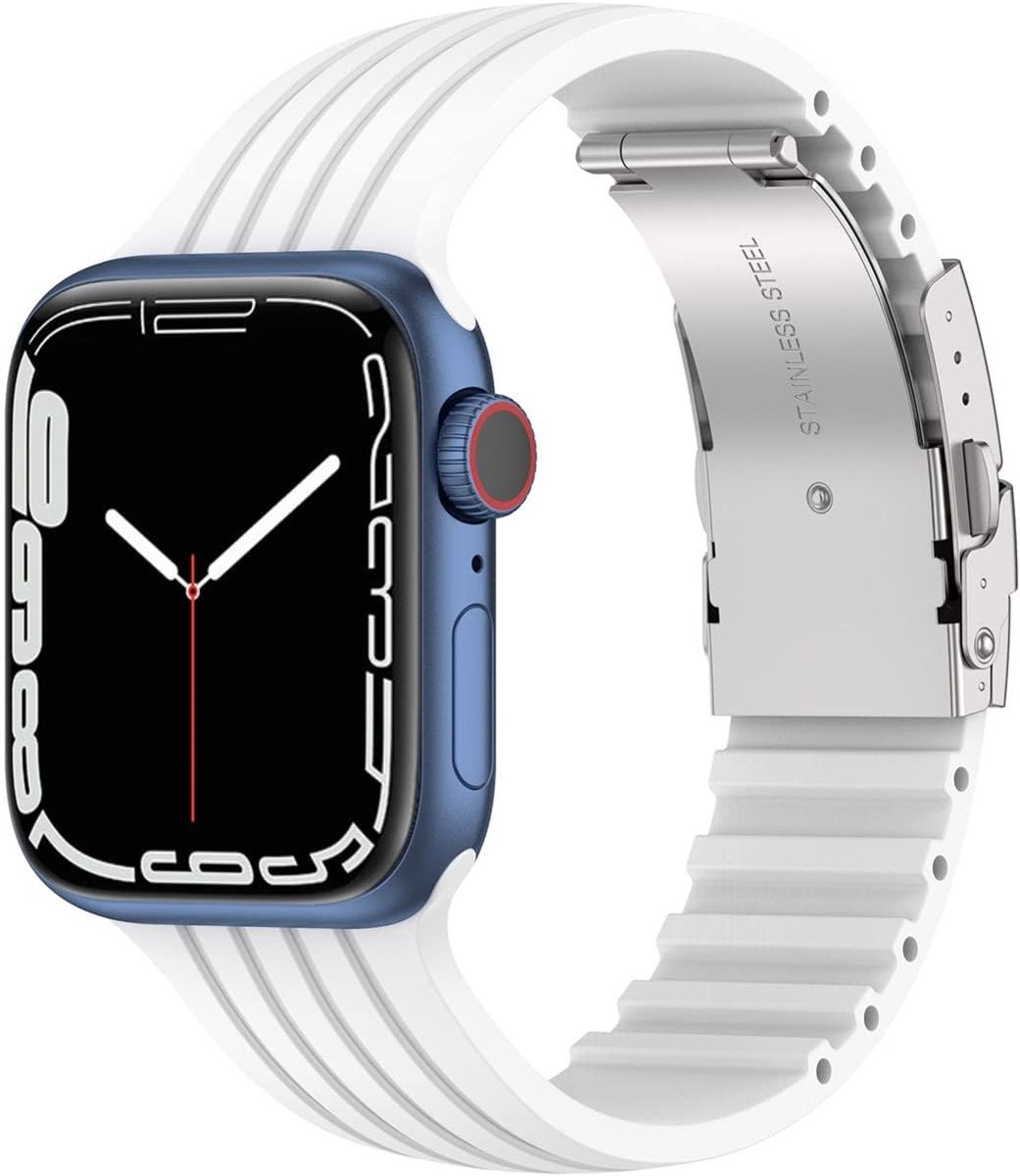 Zachte silicone horlogeband voor Apple Watch 38mm tot 45mm, geschikt voor Series 3 t/m 7, comfortabele en duurzame vervangband