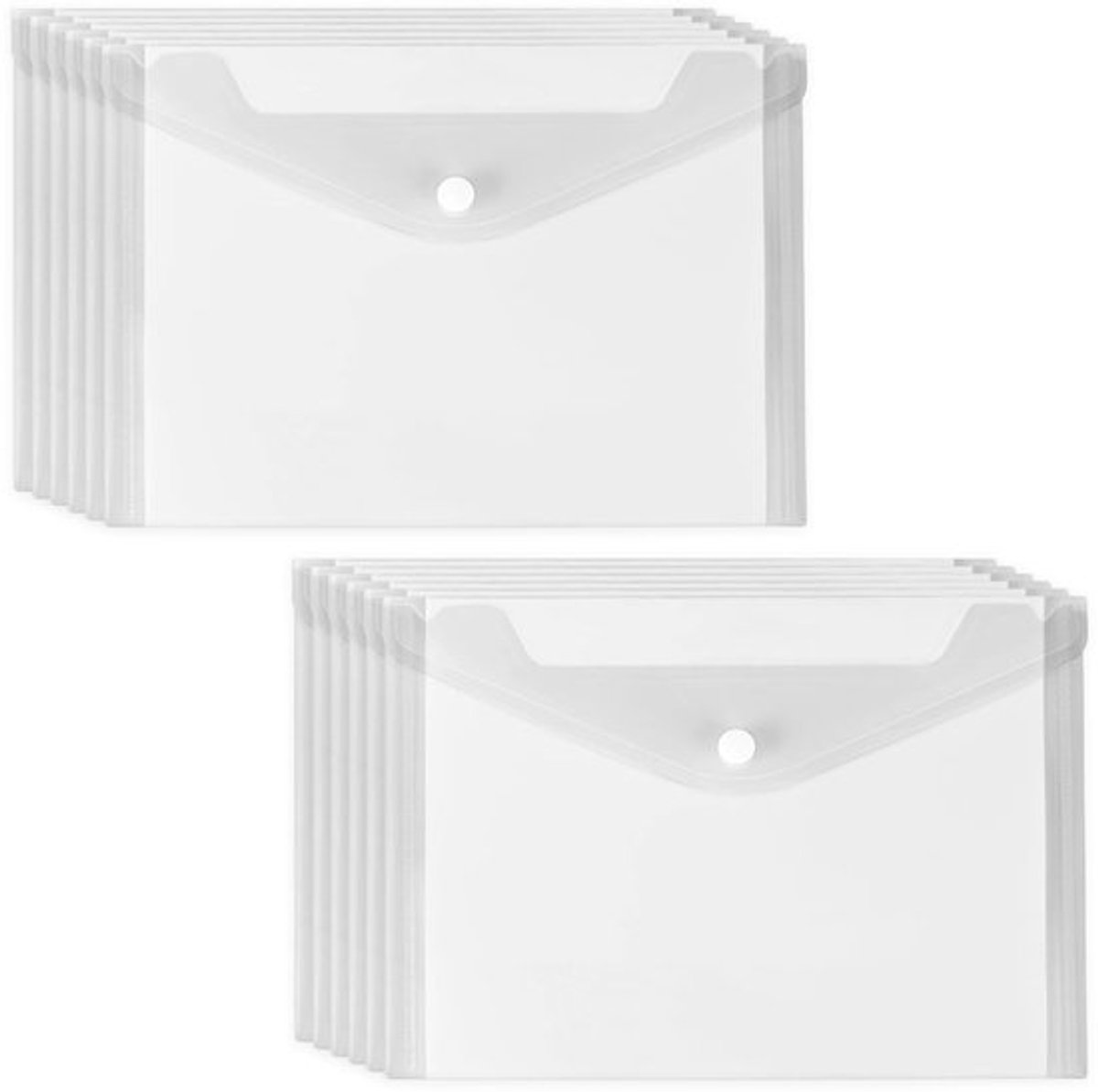 Documententas A5 - 12 Stuks - Waterdichte Documentenmap - Transparante Sorteermap - Klittenbandsluiting - Praktische Afmetingen 22,5x18cm