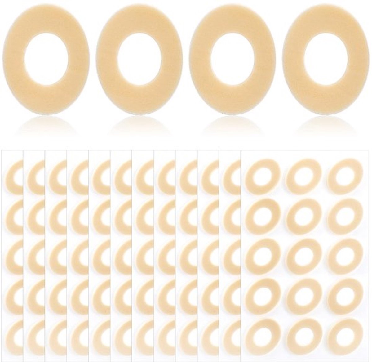 Eeltpads 180 Stuks - Ovale Schuimrubberen Kussens - Kleefpads voor Onderkant Voet - Bescherming tegen Schuren - Beige Latex Spons - Maïspads