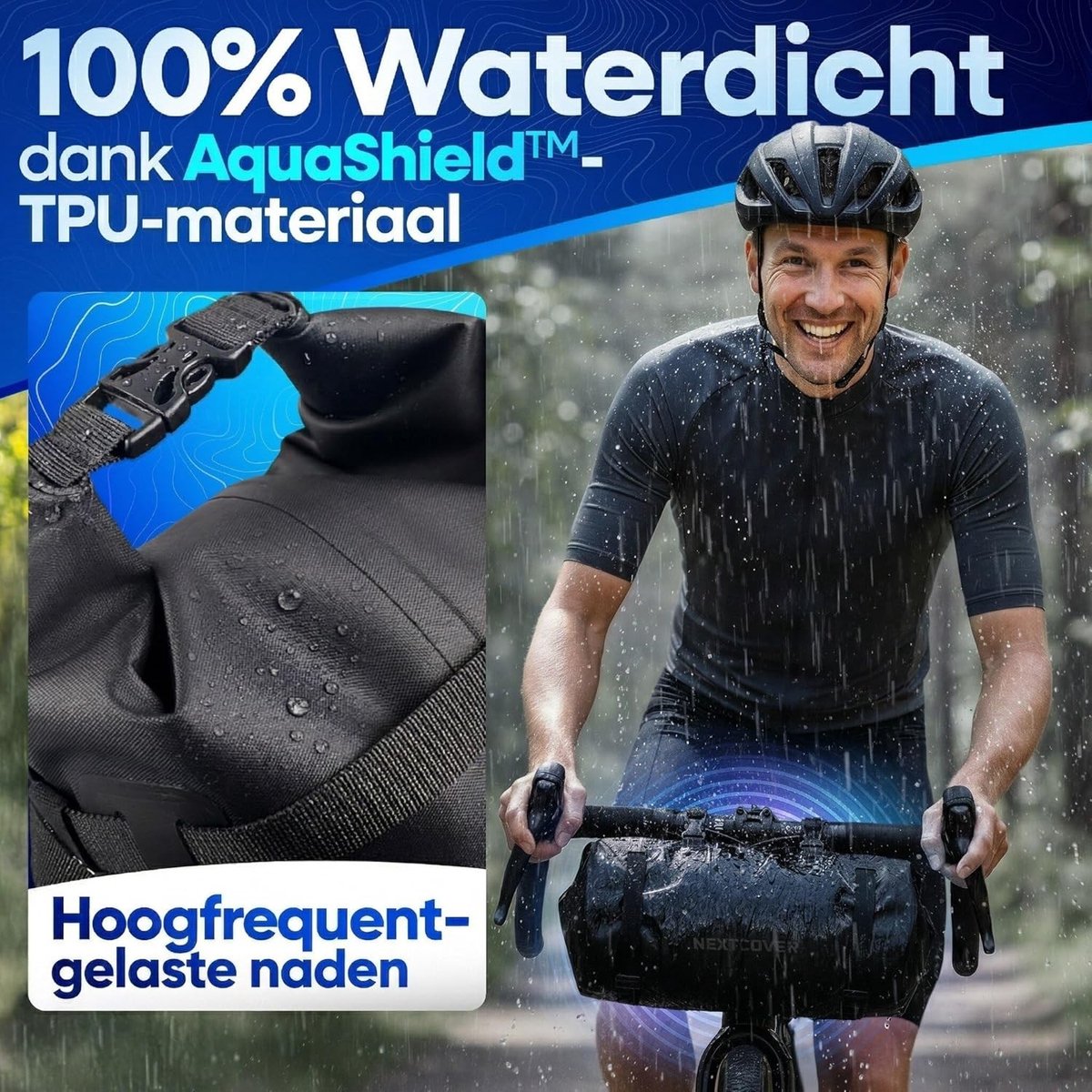 Stuurtas voor fiets - Zwart - 10 Liter - Waterdichte TPU Fietstas met Compact Design - Voor Gravelbike, Racefiets en MTB