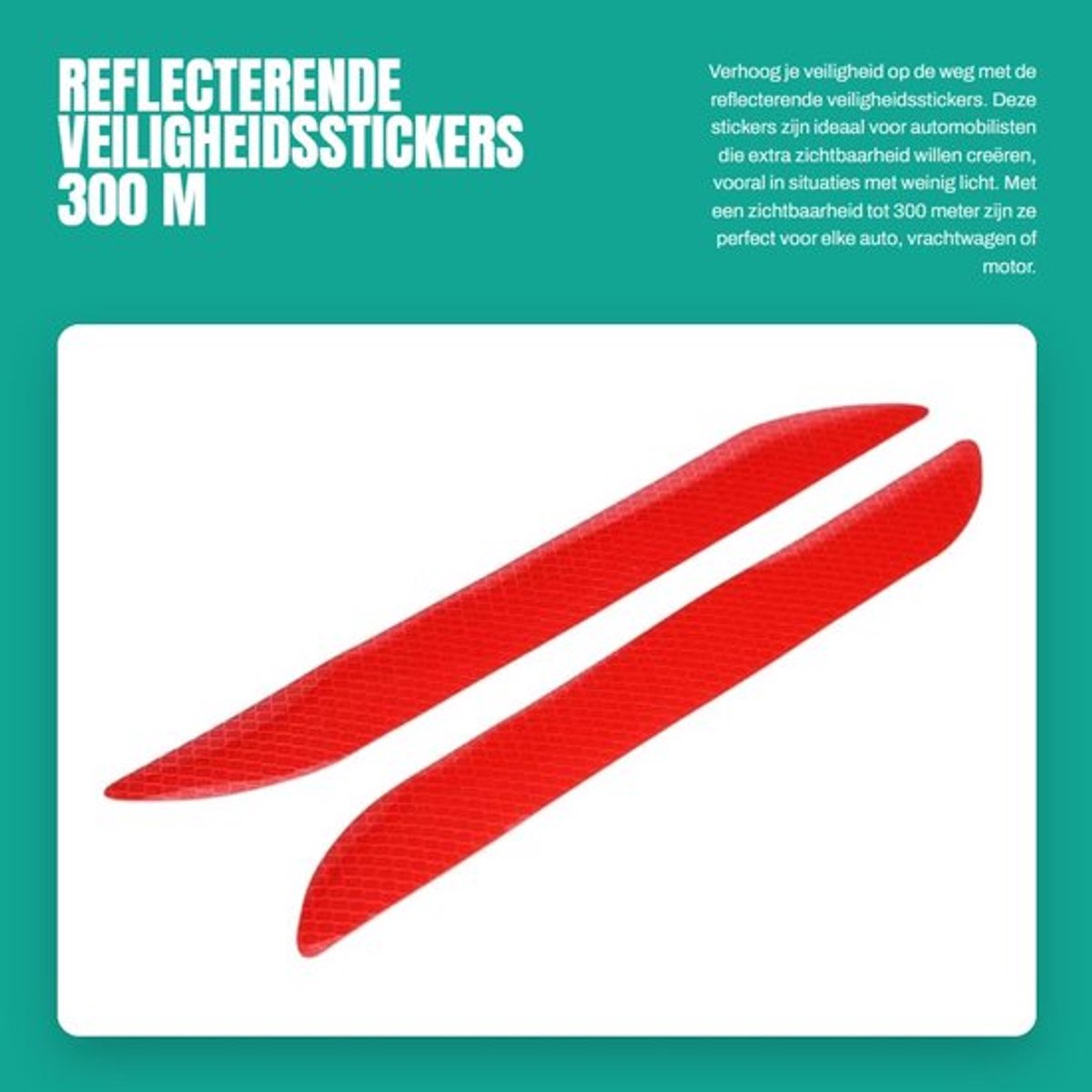 Veiligheidssticker 300m zichtbaarheid - Reflecterende sticker - Zelfklevend - Waarschuwingsfunctie - 2 stuks - Prismatisch ontwerp - Reflectiesticker