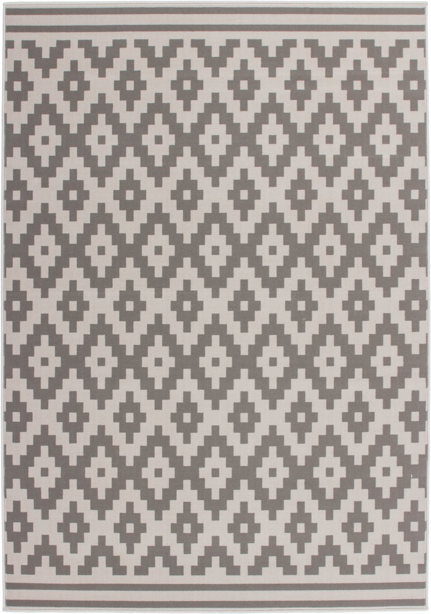 Padiro laagpolig vloerkleed 120 x 170 cm - taupe - modern geometrisch patroon - geschikt voor vloerverwarming - van polypropyleen