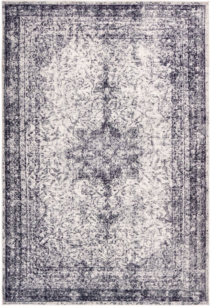 Padiro laagpolig vloerkleed 120 x 170 cm - grijs - vintage patroon - geschikt voor vloerverwarming - van polyester