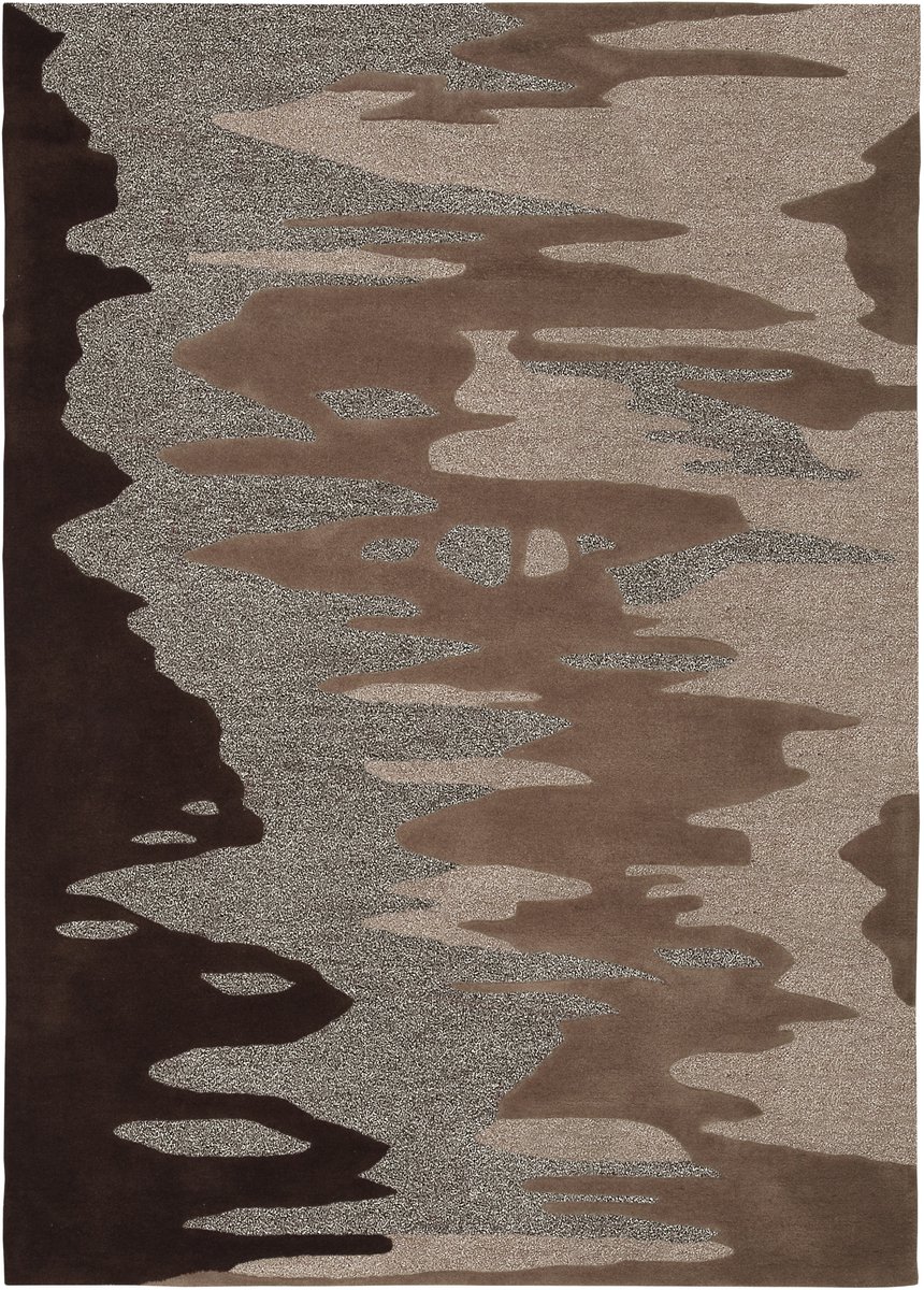 Padiro laagpolig vloerkleed 90 x 160 cm - bruin - modern abstract design - geschikt voor vloerverwarming - van polypropyleen en modacryl