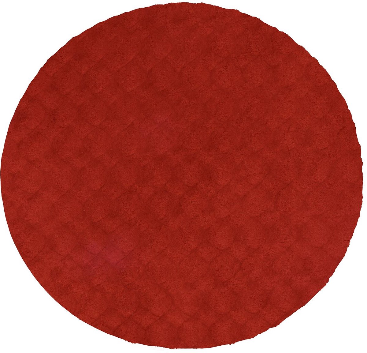 Padiro rond hoogpolig vloerkleed Ø 120 cm - roodachtig - modern effen design - geschikt voor vloerverwarming - van polyester en katoen