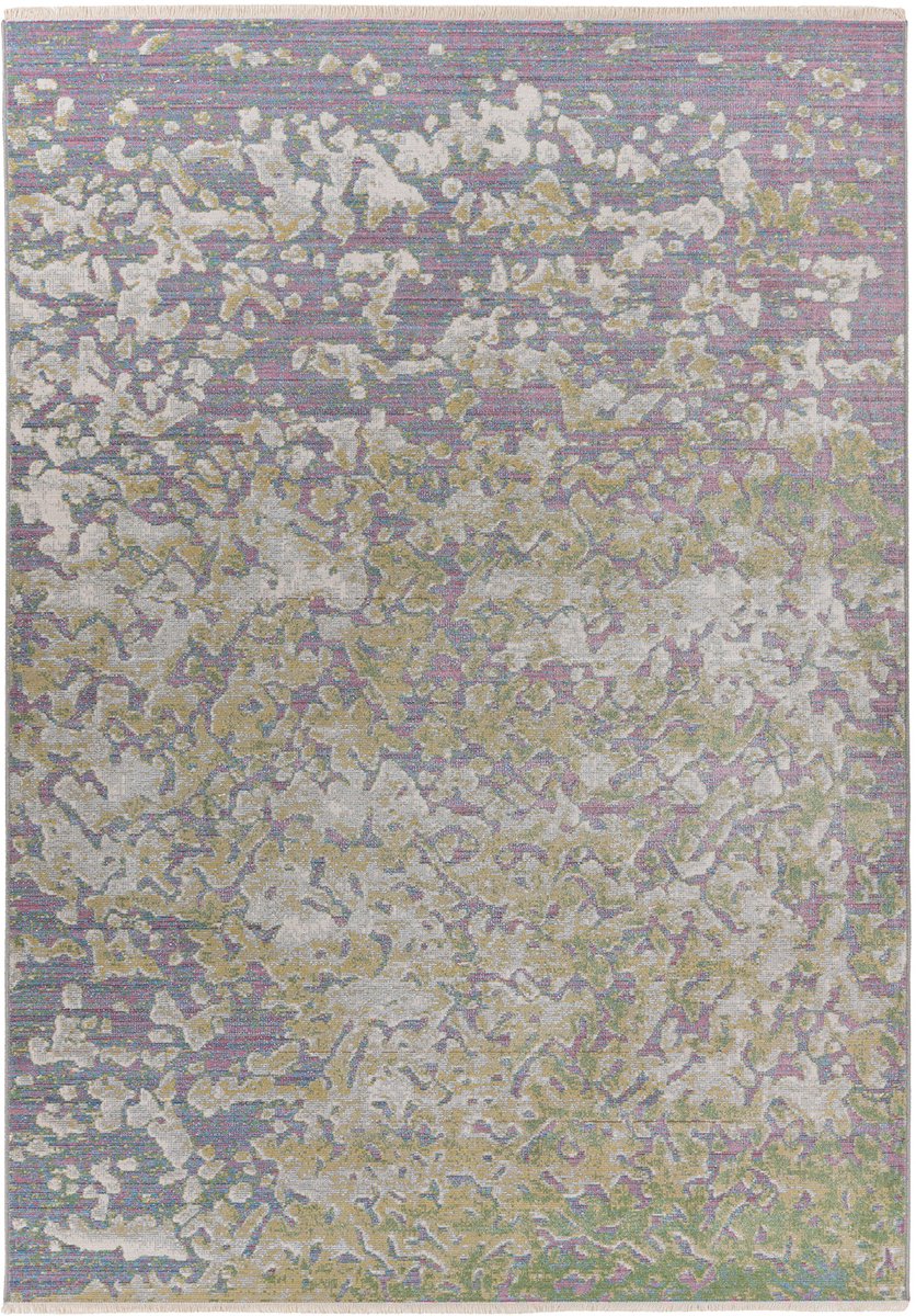 Padiro laagpolig vloerkleed 80 x 150 cm - groen - modern abstract design - geschikt voor vloerverwarming - van polypropyleen