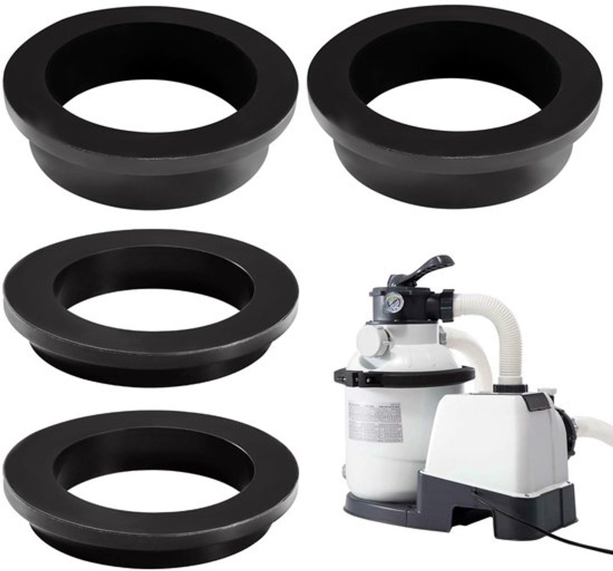 O-ring Set 4 Stuks - Vervangingsonderdelen voor Filterpomp - L-vormige O-ringen - Hoogwaardige Silicone - Eenvoudige Installatie - Filterring
