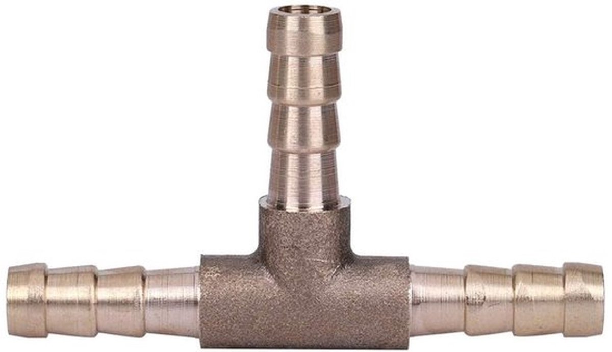 Slangconnector 3-Weg - Messing T-stuk - Voor Lucht/Water/Gas/Olie - Eenvoudige Installatie - Geschikt voor 6mm Hoses