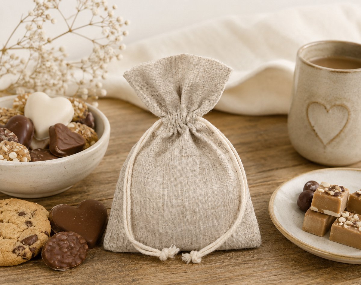 Katoenen zakje 9x12cm naturel 10 stuks - Zakjes om te bedrukken - Zakjes katoen - Cadeauzakjes