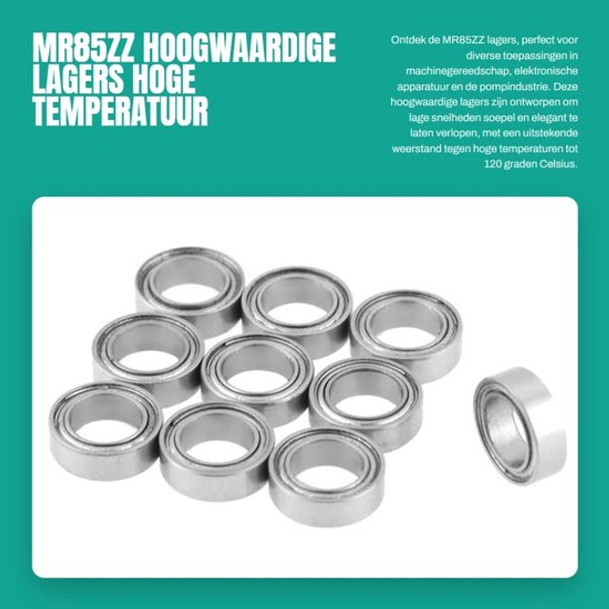 MR85ZZ - Hoogwaardige Lagers - Hoge Temperatuur Weerstand - 5 x 8 x 2.5mm - Micro Lagers - Ideaal voor Machine Gereedschap - Set van 10 S...