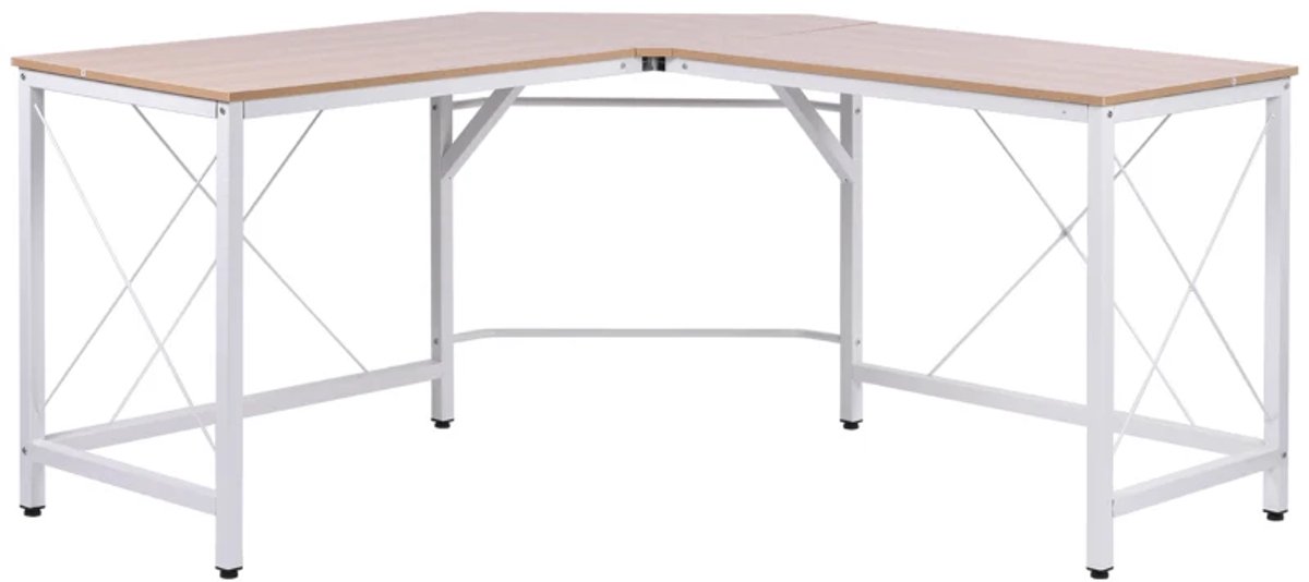 L-vormig Hoekbureau 150 x 150 x 76 cm – Computerbureau met Metalen Frame – Houtlook Naturel