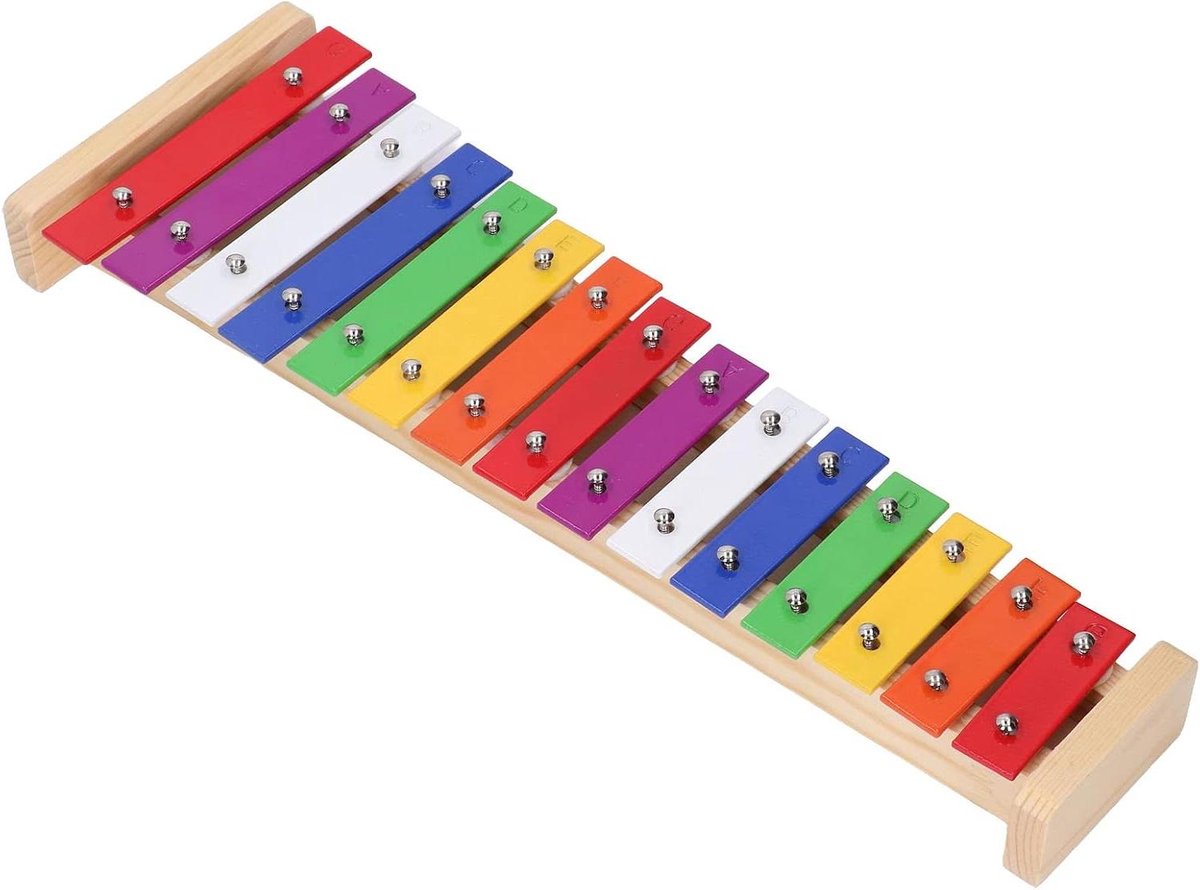 Kinder Xylofoon - Muziekinstrument Kinderen - Muziek Leren Spelen - 15 Kleurrijke Noten - 38.5 cm - Regenboog