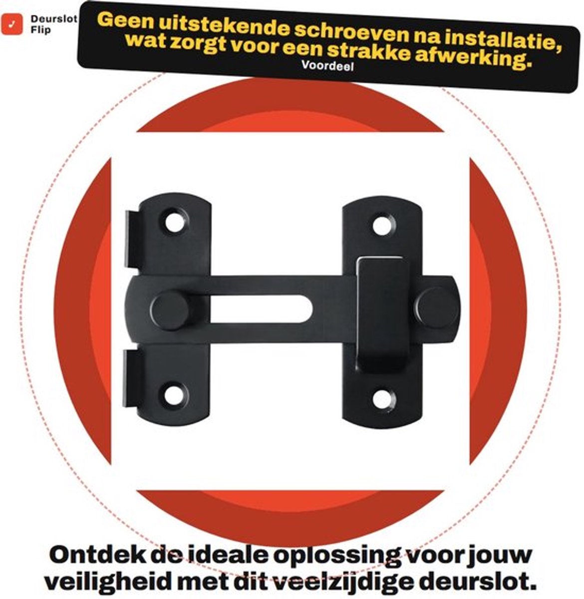Deurslot Flip Klink Hasp - Roestvrij Staal Vergrendeling - Matzwart - Veiligheid voor Deuren en Ramen - Geschikt voor Tuin en Kast