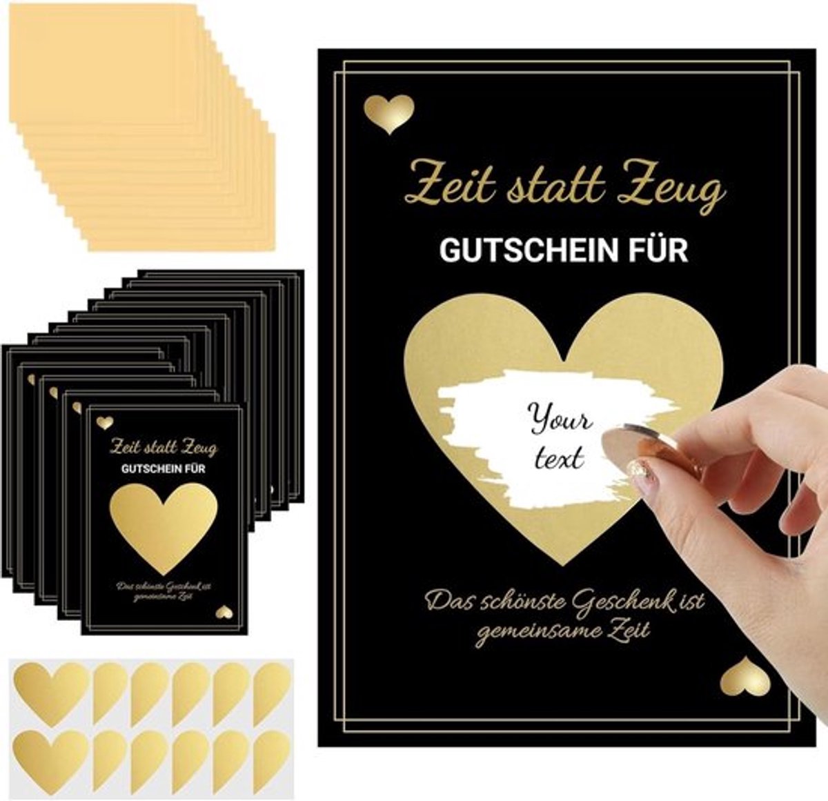 Cadeaubon 12 Stuks - Kraskaarten - Persoonlijk In Te Vullen - Zwart-Goud - Verjaardagskaart - Uniek Cadeau-idee - Tegoedbon