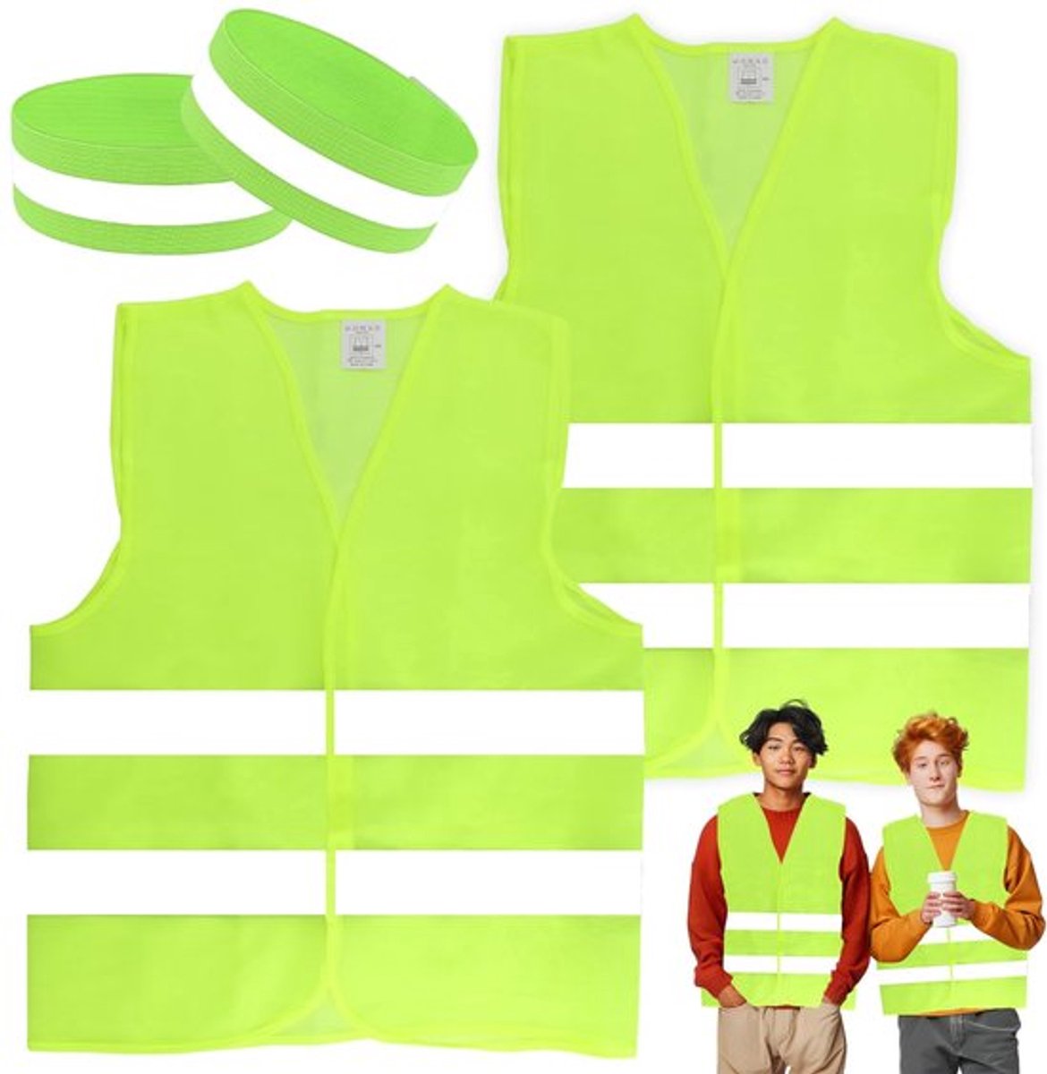 Veiligheidsvest 360° reflecterend - 2 stuks - Ademend - Universele maat - Fluorescerend groen - Duurzaam polyester - Reflecterend Vest