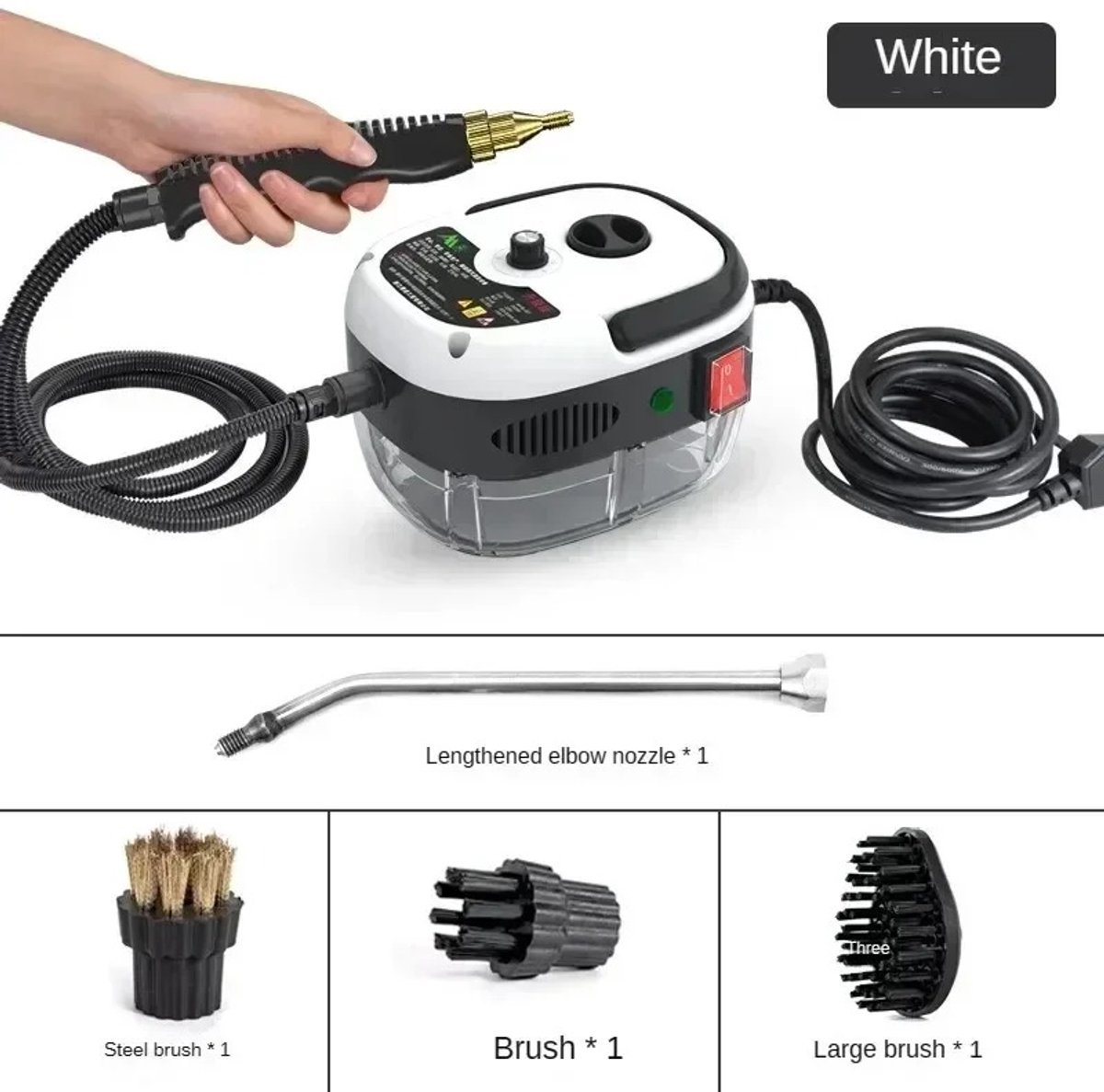 Reky Handstoomreiniger - Handstoomreiniger schoonmaak - Hoge temperatuur - Hogedrukreiniger - vloerreiniging - 220 V - Wit