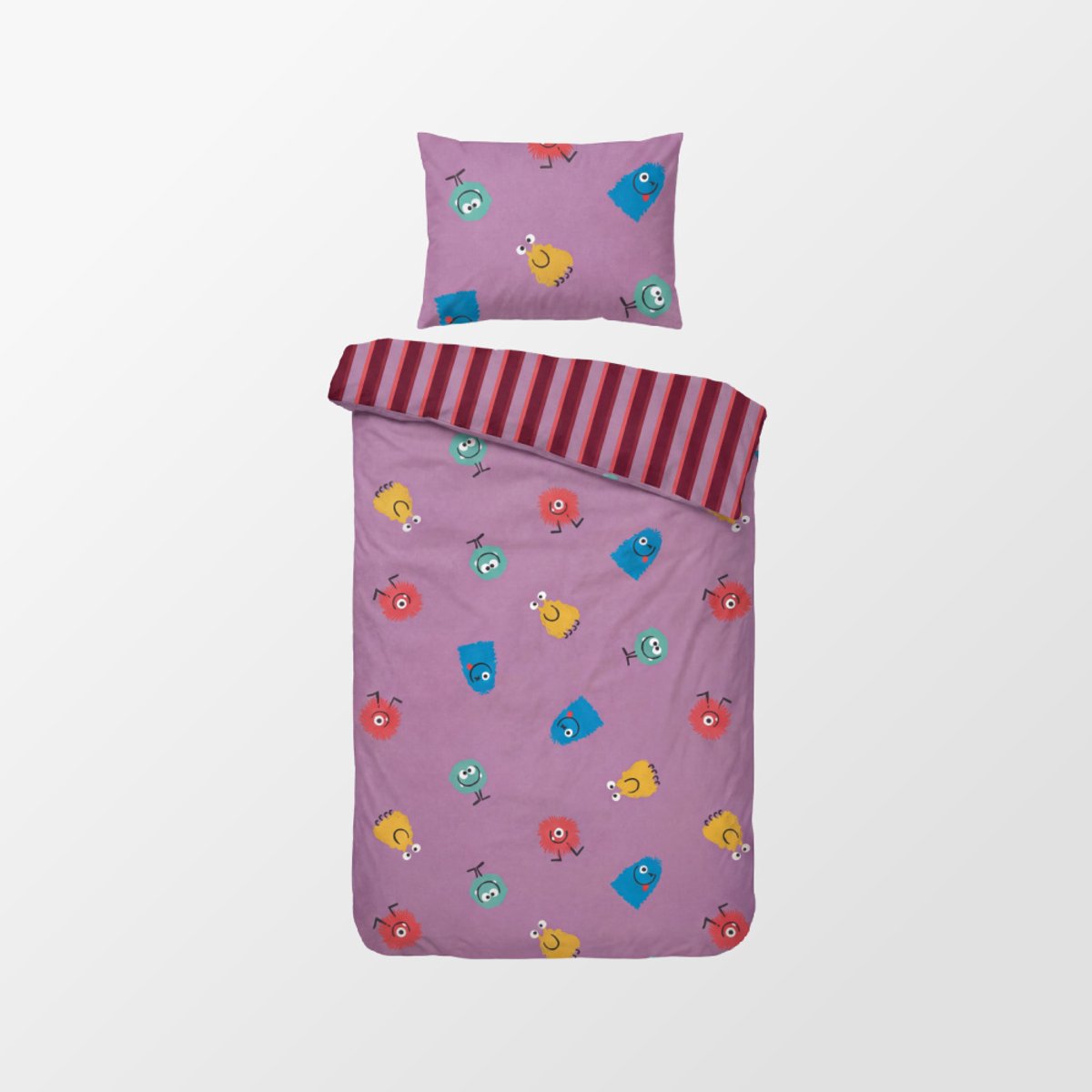 Woody dekbedovertrek - Roze aliens - Eenpersoons - 140x200/220 cm
