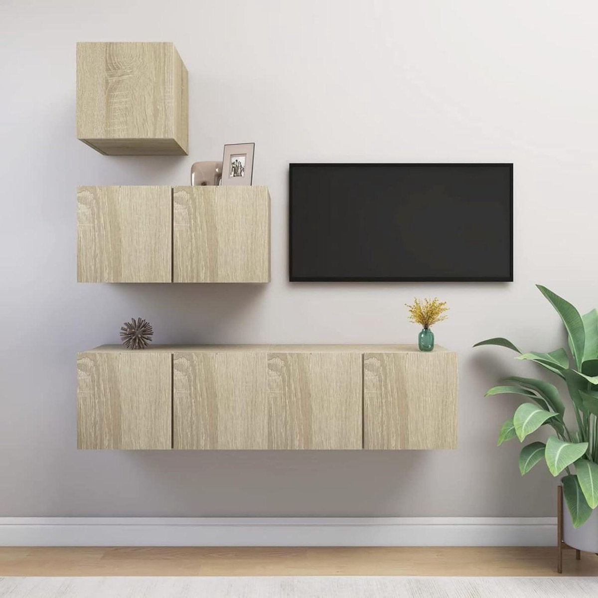 TV Meubel Set - TV Kast Set - Woonkamer Inrichten - Veel Opbergruimte - 4 Delig - Sonoma Oak