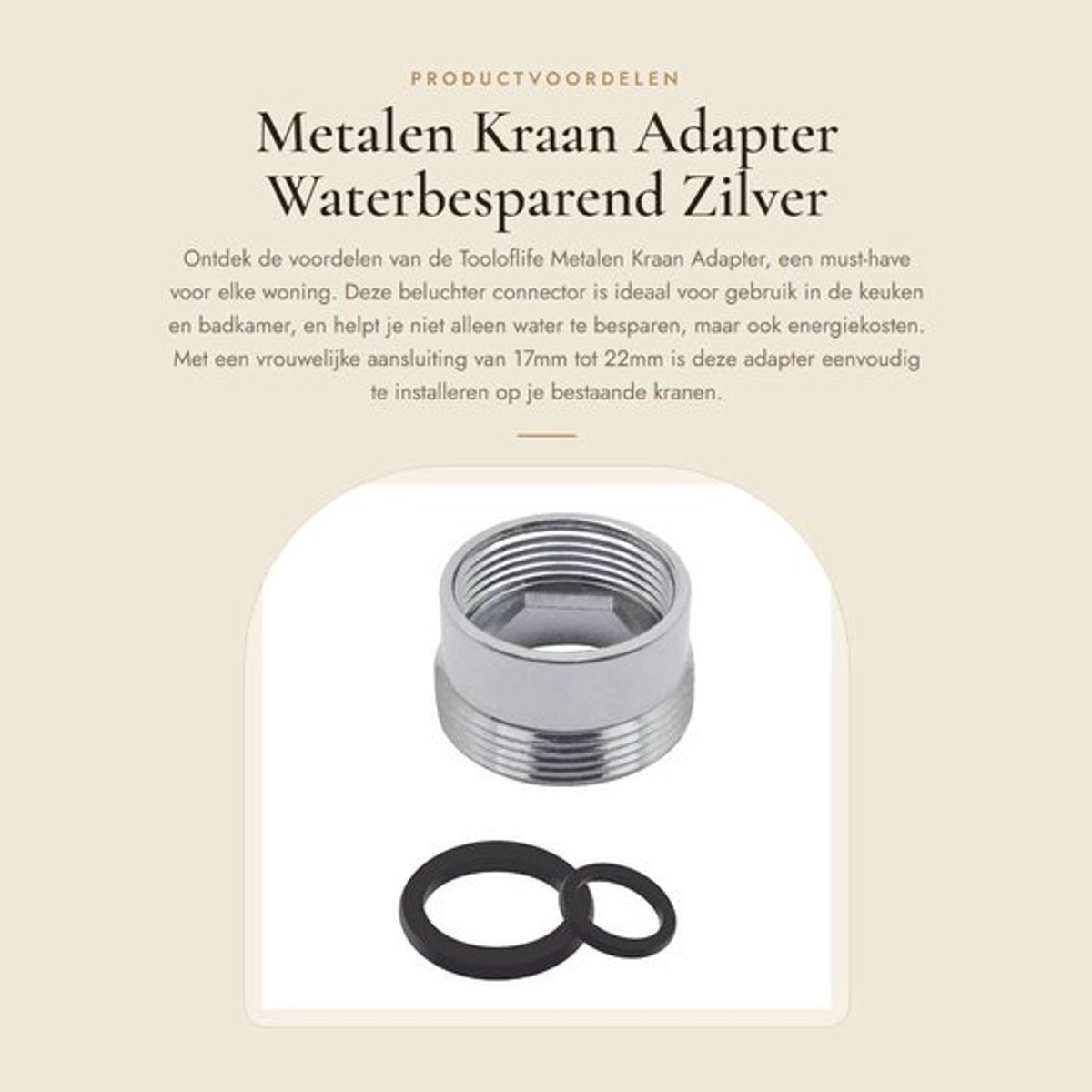 Metalen Kraan Adapter - Waterbesparend - Zilver - Beluchter Connector - Geschikt voor Keuken en Badkamer - 1 Stks