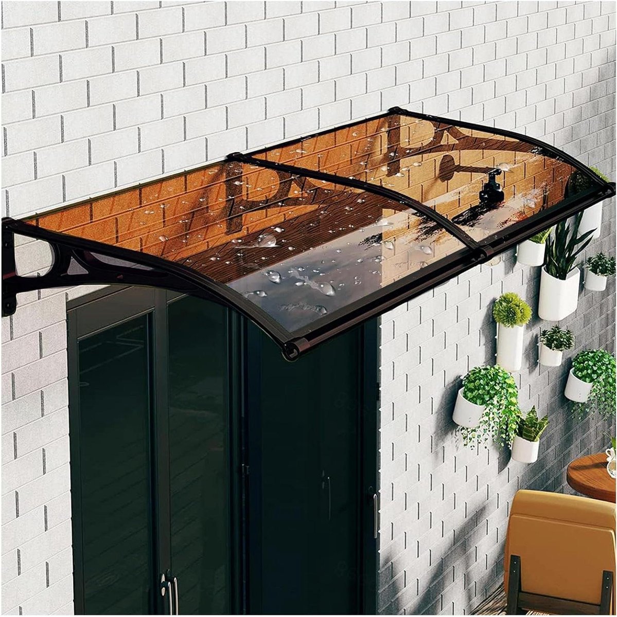Voordeur Luifel - Regenkap Deur - Entree Beschermen - Aluminium Frame - 80 x 200 cm - Transparant