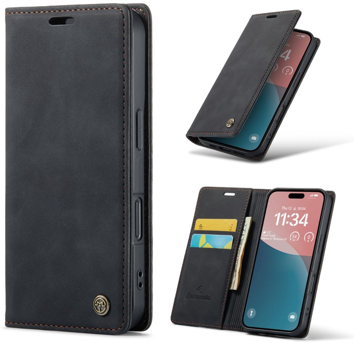 Casemania Hoesje Geschikt voor Google Pixel 11 Pro XL - Charcoal Gray - Dunne Portemonnee Bookcase met Pasjeshouder en Ingebouwde Standaard Functie - Slim Wallet Case