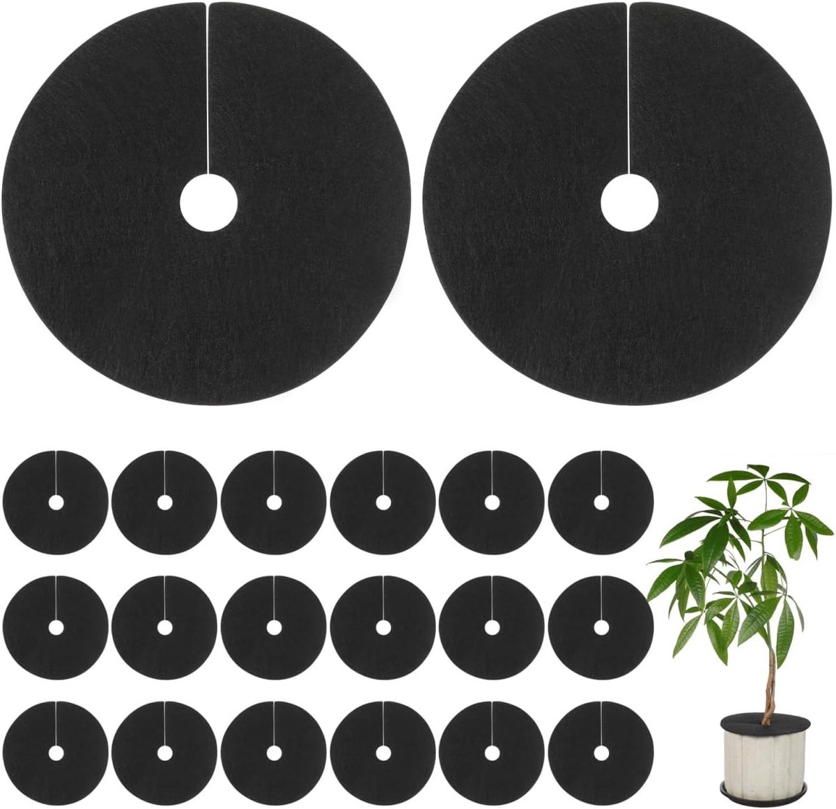 Ronde Onkruid Fleece 15 cm voor Tuin en Boomgaard, Niet-Biodegradeerbaar, Ideaal voor Bodembedekking en Onkruidbestrijding rondom Bomen en Planten
