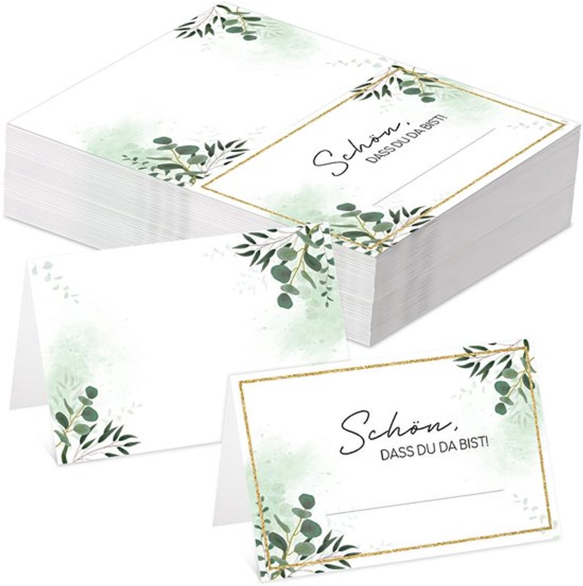 Tafelkaarten 80 Stuks - Bruiloftskaarten - Naamkaarten - Plaatskaartjes - Tafelnummers - Eucalyptus Design - 300 g Papier - Plaatskaarten