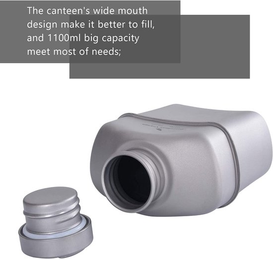 Titanium Kookset voor Kamperen - 1100ml Waterfles, Sterke Outdoor Kom en Kettle, Ideaal voor Avontuurlijke Reizen en Survival Situaties — afbeelding 4