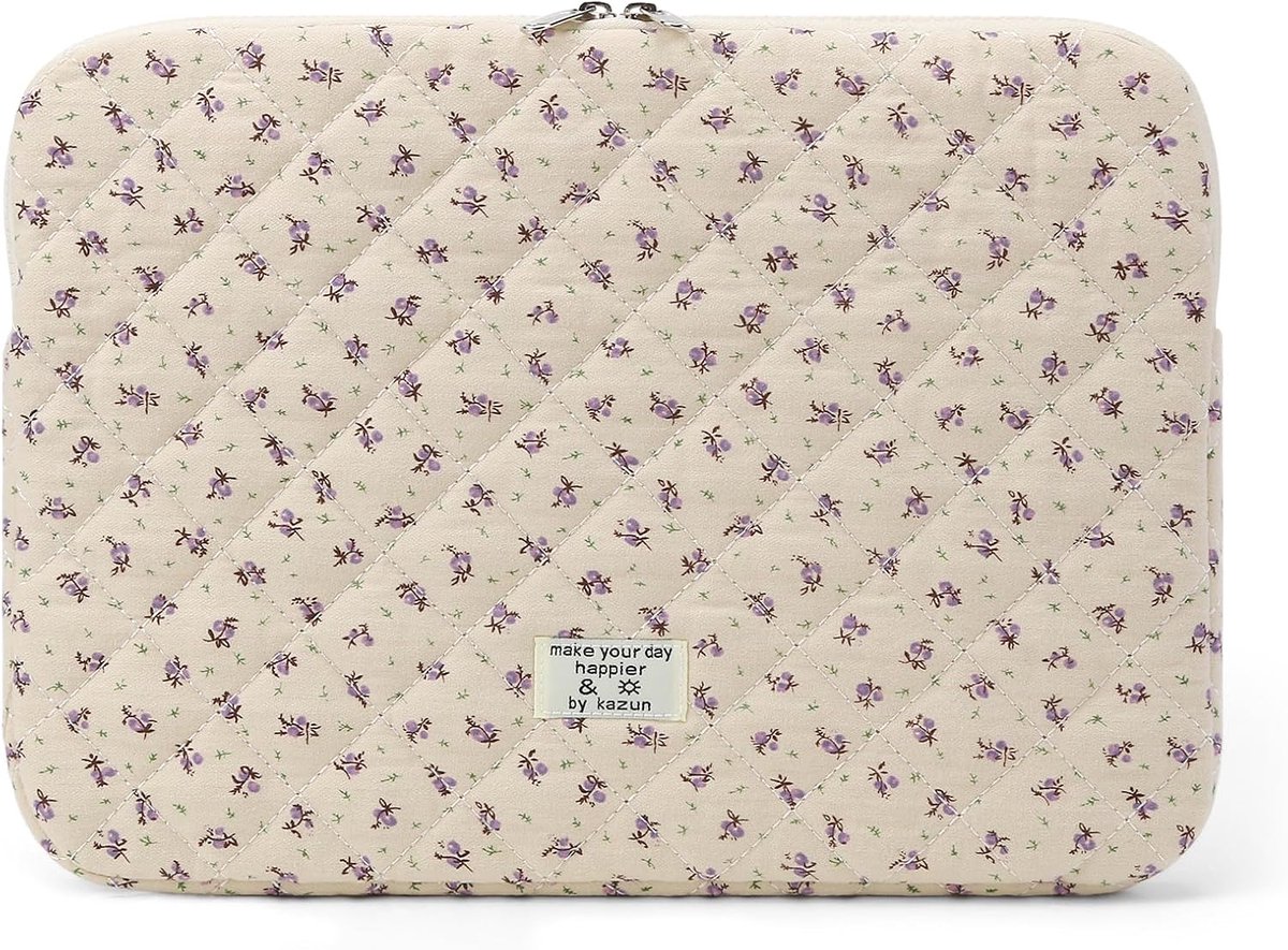 Schattige Laptoptas 14 Inch met Bloemenontwerp - Ideale Bescherming voor Laptop en Tablet,paars