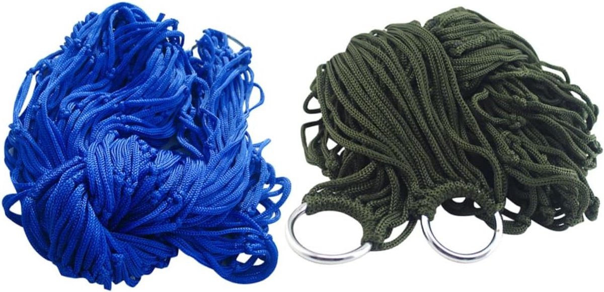 Nylon Hangmatten - Hangbedden Kamperen - Buiten Ontspannen - Verstelbaar Duurzaam - 2 stuks - Militair