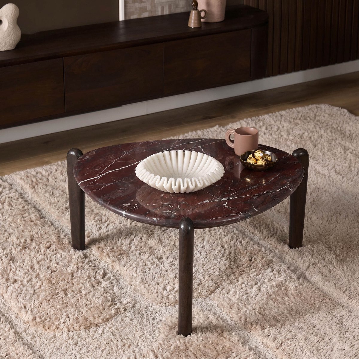 Starfurn - Salontafel Alva marmer 81 cm - bruin/rood