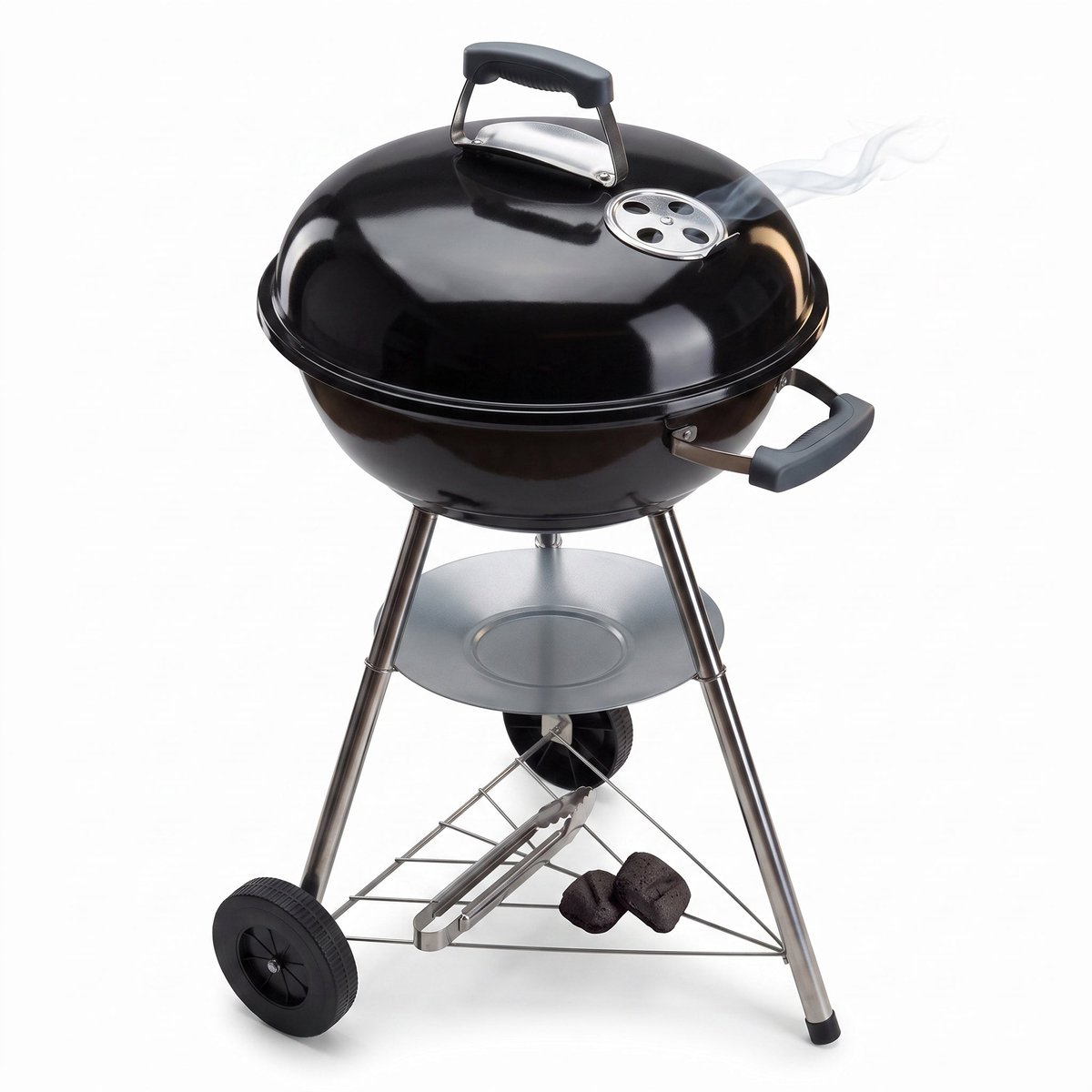 Cheqo® Houtskoolbarbecue - Kogelbarbecue - Houtskool Barbecue - Kogelgrill - Barbecue met Deksel - Ketelbarbecue - Barbecue met Wielen - Ronde Barbecue - Barbecue voor Tuin en Balkon - Camping Barbecue - Barbeque - Grill - BBQ - Zwart