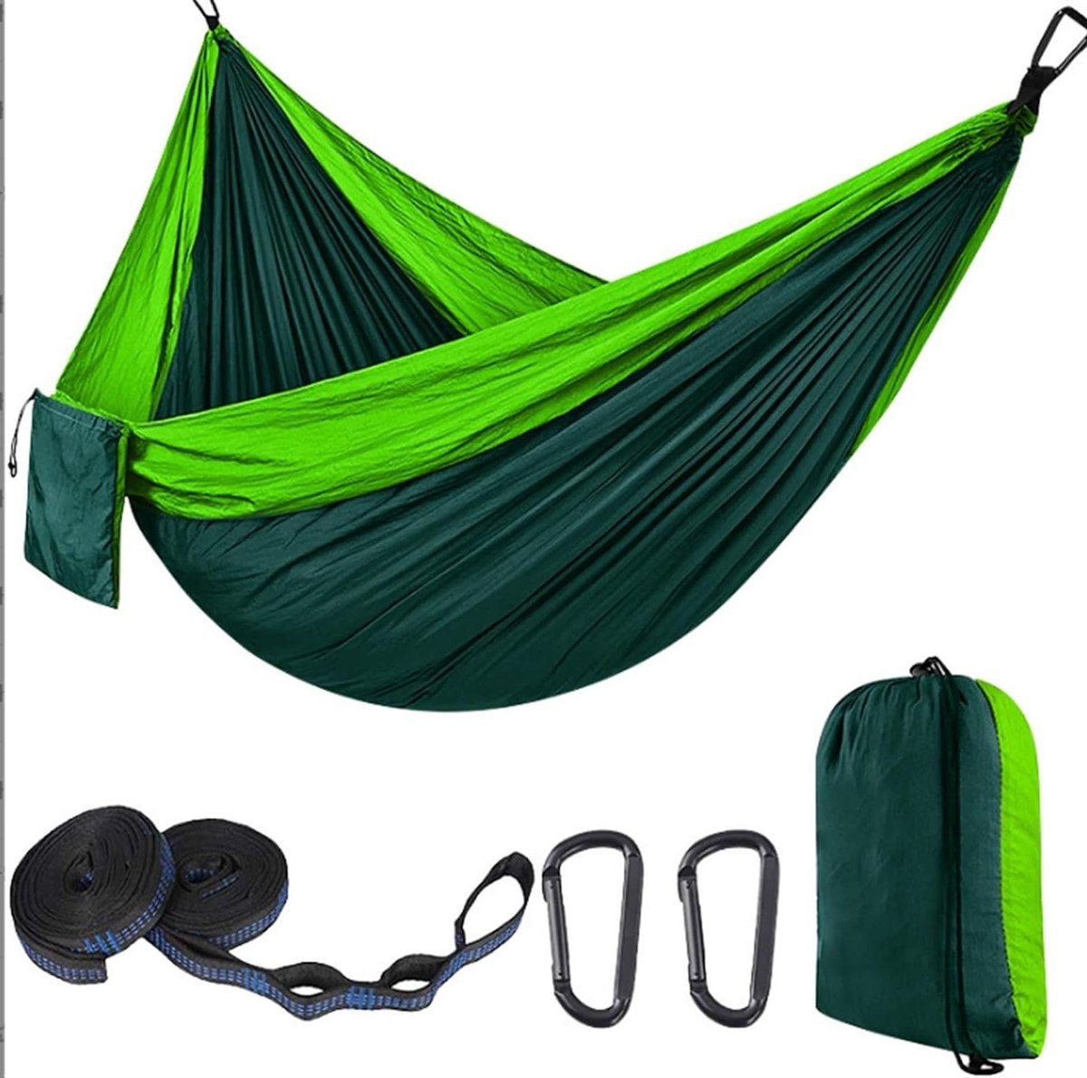 Kampeerhangmat - Dubbele hangmat - Buiten ontspannen - Lichtgewicht en compact - 300x200 cm - Kleurrijk