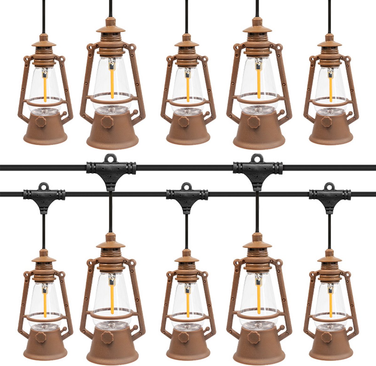 Lichtsnoer - LED Lichtslang voor Binnen en Buiten - 5,25 meter - 10 Warmwitte Lampjes - IP44 Waterdicht - Voor Camping, Halloween en Kerstmis