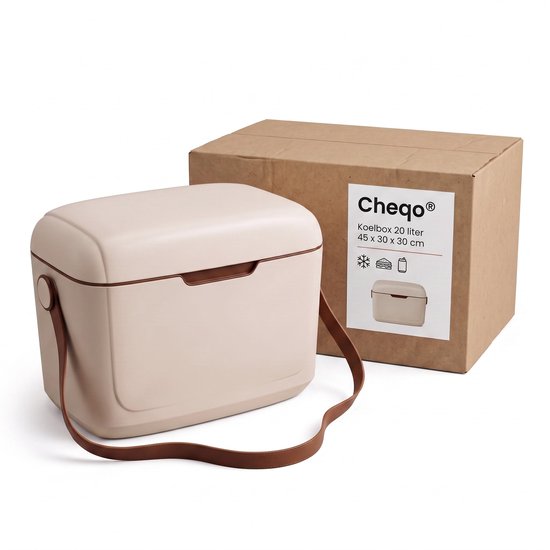 Cheqo® Koelbox - Draagbare Koelbox zonder Stroom - Passieve Koelbox met Verstelbare Draagriem - Koelbox voor Camping en Strand - Picknick Koelbox voor Auto en Boot - Koeltas voor Festival - Isolerende Koelbox met Deksel - Retro Koelbox van Cheqo — afbeelding 4