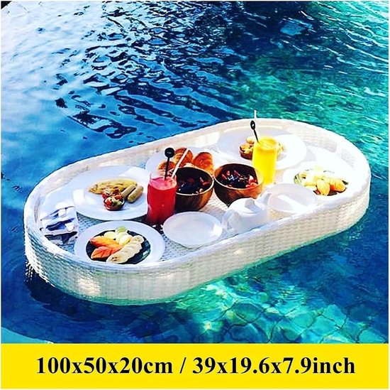 Drijvende Lade - Pool Bar - Drankjes Serveren - Waterbestendig Aluminium - 100x50x20CM - Wit — afbeelding 4