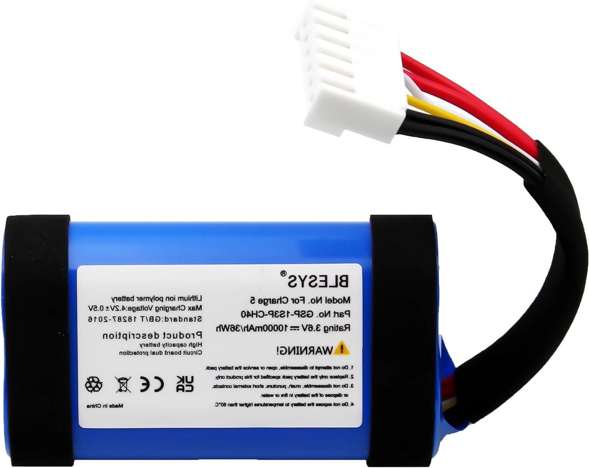 Vervangende Speaker Batterij - Oplaadbare Batterij Speaker - Muziek Luisteren - Specifiek voor Charge 5 - 10000mAh 3.6V - Zwart