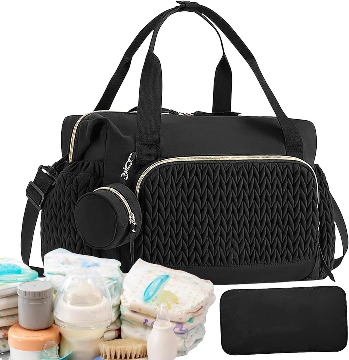 Luiertas - Baby reistas - Baby verzorging - Multi-pocket organizer - 45 x 23 x 30 cm - Zwart