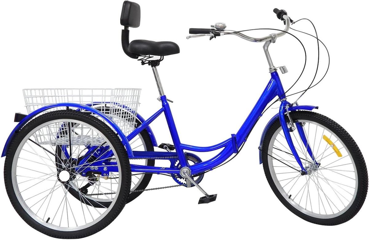 Opvouwbare Driewieler - Driewieler Fiets - Boodschappen Doen - Opvouwbaar Ontwerp - 24 inch - Blauw