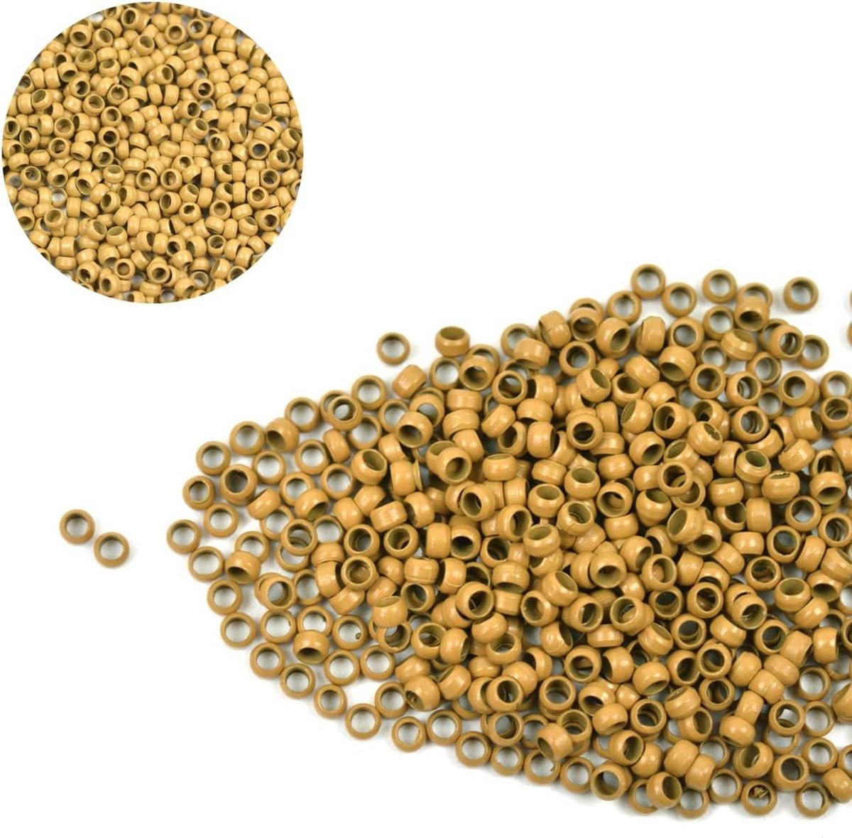 1000 Stuks 2.5mm Koper Nano Ringen Microlinks Haarbeads voor Haarverlenging en Styling (Donkerblond)